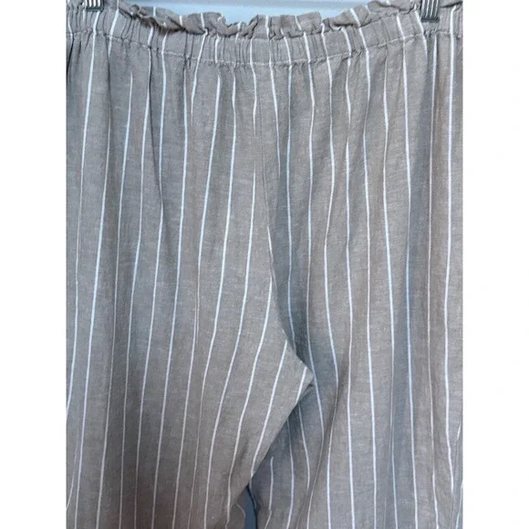 Beach Lunch Lounge Striped Linen & Cotton Paperbag Waist Pants Women XL NEW - Picture 7 of 11